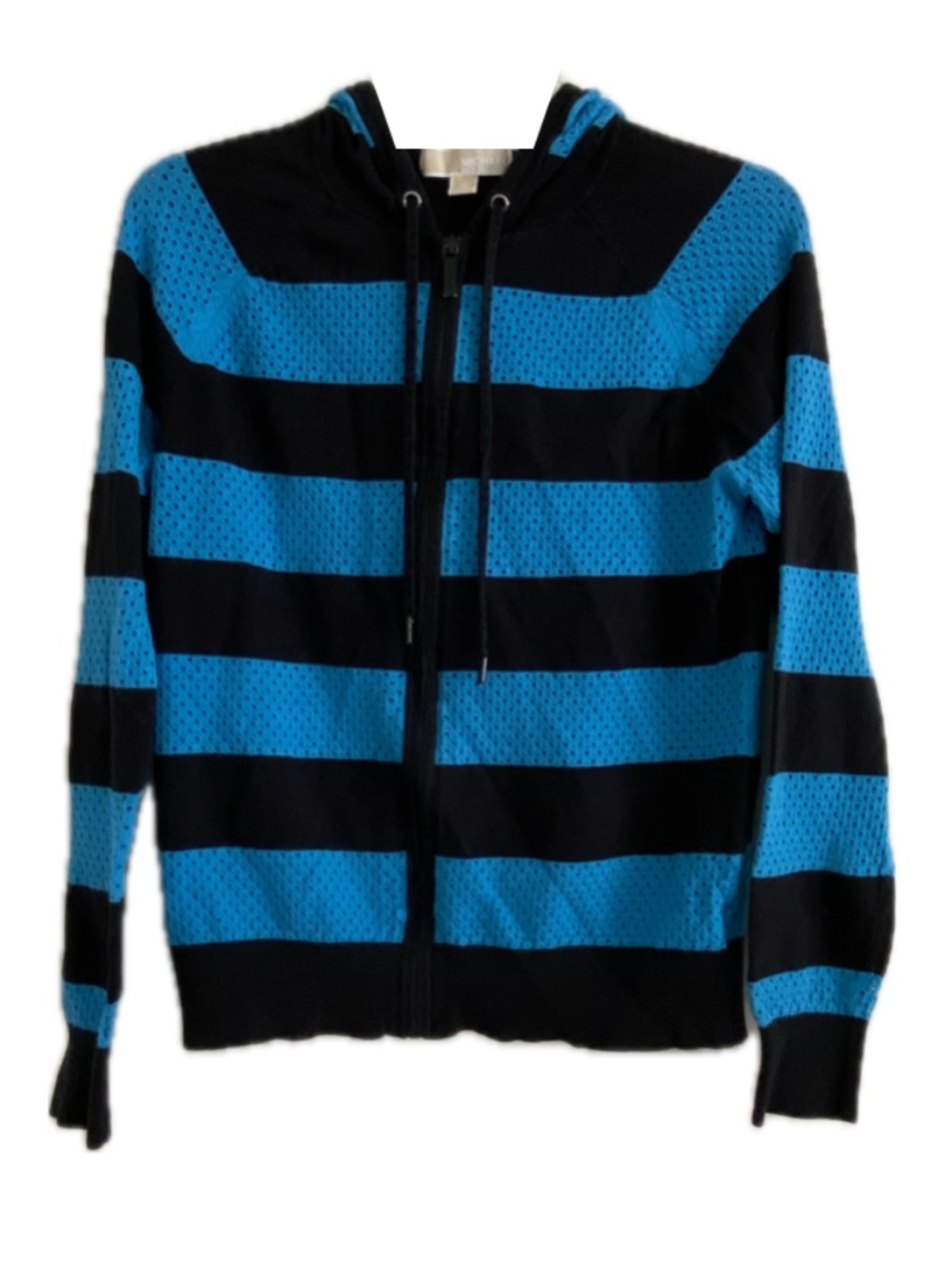 Michael Kors Striped Mesh Zip-Up Hoodie Size: Medium